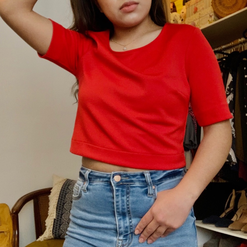 Express red crop top